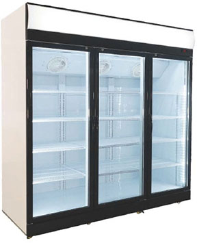 Beverage Refrigerator Manufacturer in China: 1000-2000-Litre Triple Door Fan Cooling Upright Drinks &  Beverage Display Refrigerator Cases