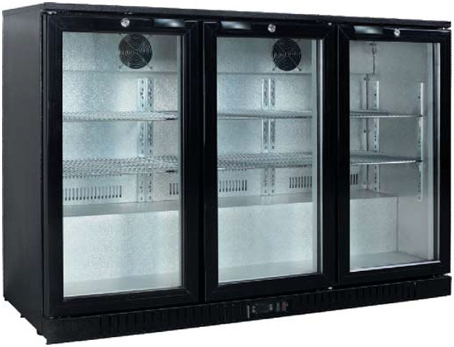 China Backbar Cooler Manufacturer - 3-Hinged-Door Backbar Cooler with Pull Handle