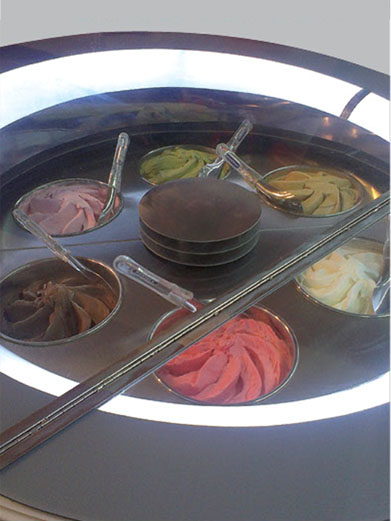 B0 rotary ice cream showcase display
