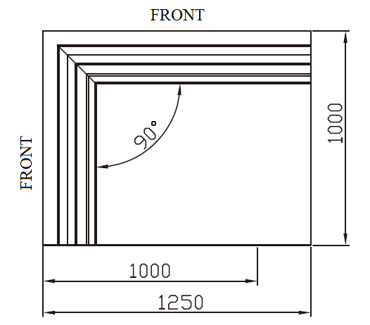LF41LF_Supermarket_Open_Cooler_YLF_W-Shape_90°_Outward_Corner_Vertical_View; Manufacturer with 20+ Years in producing Supermarket Cooler, Quality Guaranteed.