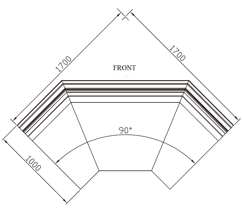 LF41LF_Supermarket_Open_Cooler_YWF_W-Shape_90°_Outward_Corner_Vertical_View; Manufacturer with 20+ Years in producing Supermarket Cooler, Quality Guaranteed.