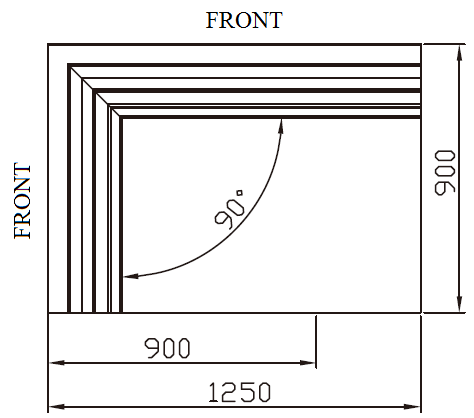 LF41MF_Supermarket_Open_Cooler_YLF_W-Shape_90°_Outward_Corner_Vertical_View; Manufacturer with 20+ Years in producing Supermarket Cooler, Quality Guaranteed.