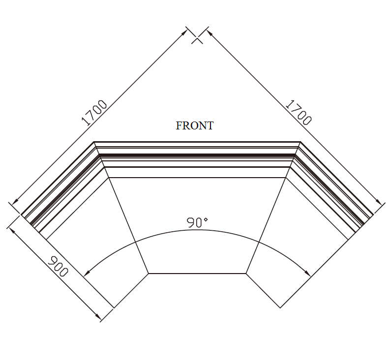LF41MF_Supermarket_Open_Cooler_YWF_W-Shape_90°_Outward_Corner_Vertical_View; Manufacturer with 20+ Years in producing Supermarket Cooler, Quality Guaranteed.