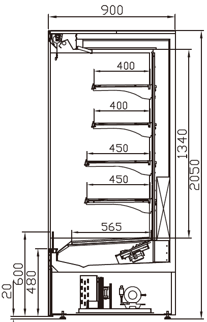 LF41MZ Vertical Cooler Right Side View; Manufacturer with 20+ Years in producing Refrigeration Equipment, Quality Guaranteed.