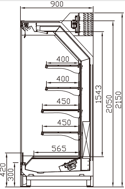 LF41MZ Vertical Cooler Right Side View; Manufacturer with 20+ Years in producing Refrigeration Equipment, Quality Guaranteed.