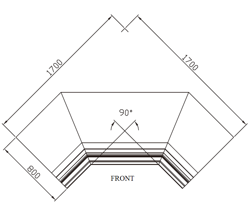 LF41SF_Supermarket_Open_Cooler_NWF_W-Shape_90°_Inward_Corner_Vertical_View; Manufacturer with 20+ Years in producing Supermarket Cooler, Quality Guaranteed.