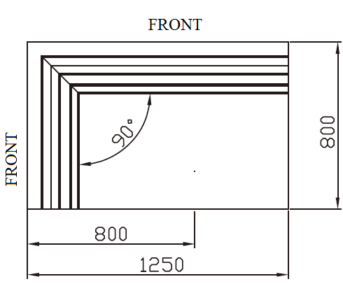 LF41SF_Supermarket_Open_Cooler_YLF_W-Shape_90°_Outward_Corner_Vertical_View; Manufacturer with 20+ Years in producing Supermarket Cooler, Quality Guaranteed.