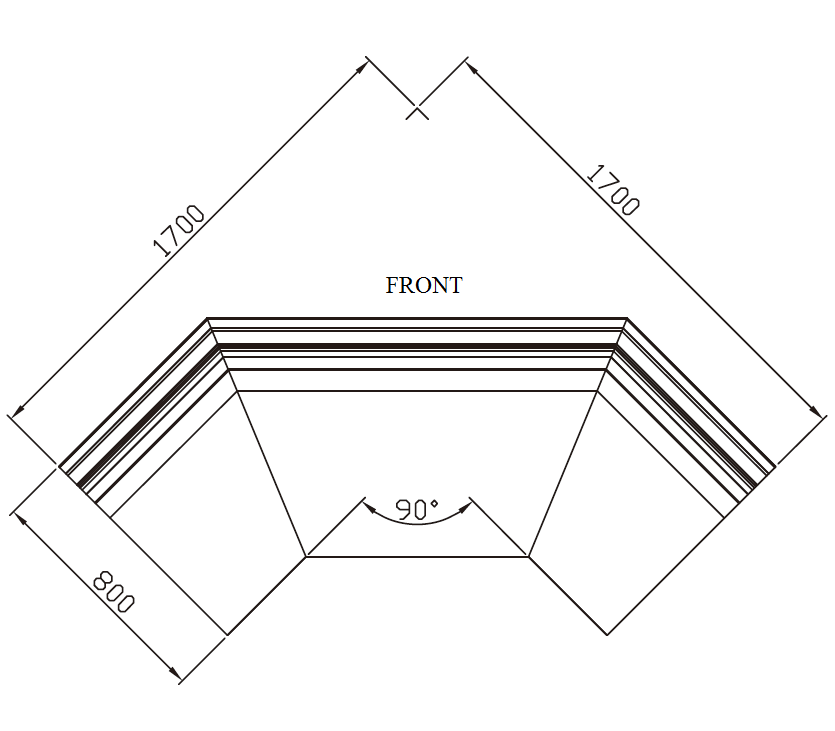 LF41SF_Supermarket_Open_Cooler_YWF_W-Shape_90°_Outward_Corner_Vertical_View; Manufacturer with 20+ Years in producing Supermarket Cooler, Quality Guaranteed.