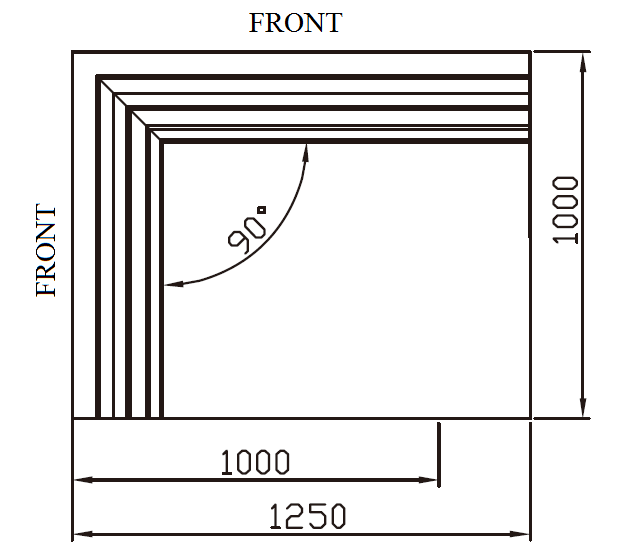 LF42LF_Glass_Door_Supermarket_Cooler_YLF_W-Shape_90°_Outward_Corner_Vertical_View; Manufacturer with 20+ Years in producing Supermarket Cooler, Quality Guaranteed.