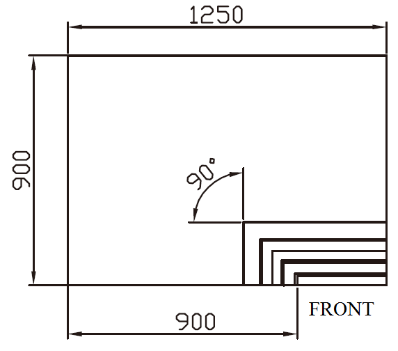 LF42MF_Glass_Door_Supermarket_Cooler_Cooler_NLF_L-Shape_90°_Inward_Corner_Vertical_View; Manufacturer with 20+ Years in producing Supermarket Cooler, Quality Guaranteed.