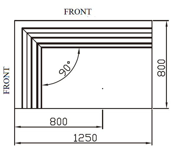 LF42SF_Glass_Door_Supermarket_Cooler_YLF_W-Shape_90°_Outward_Corner_Vertical_View; Manufacturer with 20+ Years in producing Supermarket Cooler, Quality Guaranteed.