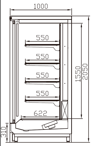 LMD41LF Reach-in Showcase Freezer Right Side View; Professional Display Freezer Manufacturer in China, Quality Guaranteed.