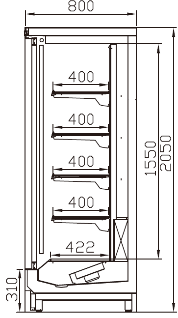 LF41SF Vertical Display Freezer Right Side View; Professional Display Freezer Manufacturer in China, Quality Guaranteed.