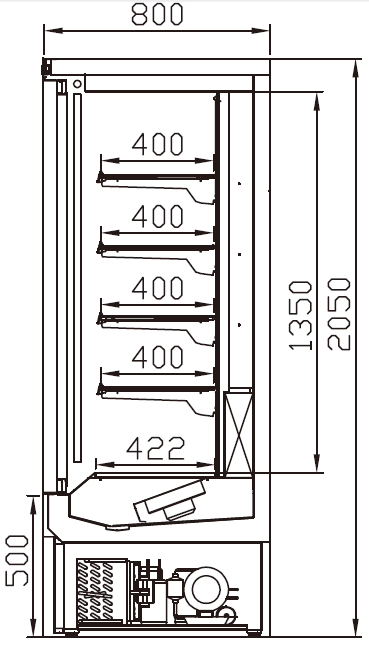 LMD41SZ Vertical Display Freezer Right Side View; Professional Display Freezer Manufacturer in China, Quality Guaranteed.