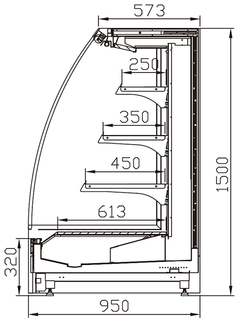 MD1-F-4D1_Supermarket_Multi-Deck_Chiller_Air_Curtain_Open_Cooler_Display_Fridge_Cabinet_Remote_Refrigerator_Right_Side_View; Supermarket Chiller Manufacturer with 20+ Years in producing Supermarket Refrigeration Equipment, Quality Guaranteed.