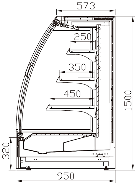 MD6-F-4D1_Supermarket_Display_Chiller_Air_Curtain_Fridge_Multideck_Cooler_Showcase_Remote_Refrigerator_Right_Side_View; Supermarket Chiller Manufacturer with 20+ Years in producing Supermarket Refrigeration Equipment, Quality Guaranteed.