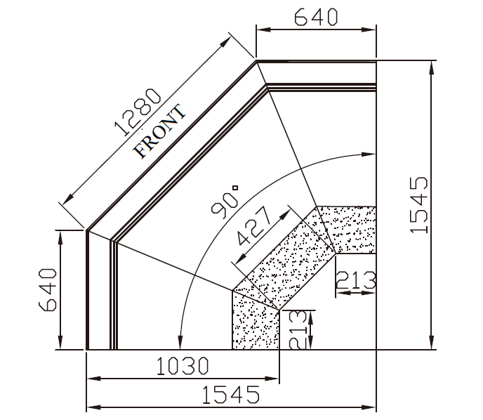 MF41B_Supermarket_Meat_Case_YW_90°_W-Shape_Outward_Corner_Vertical_View; Manufacturer with 20+ Years in producing Supermarket Refrigeration Equipment, Quality Guaranteed.