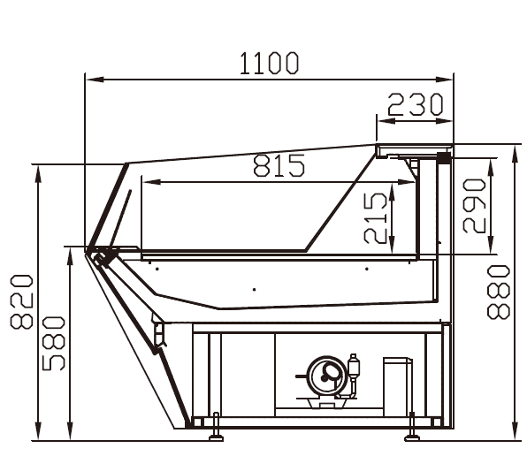 XR41BF_Horizontal_Supermarket_Fresh_Meat_Chiller_Display_Case_Right_Side_View; Professional supermarket display case manufacturer, Quality Guaranteed.