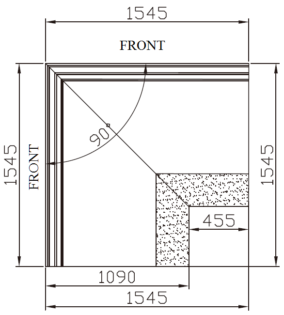 XR41BF_Horizontal_Supermarket_Fresh_Meat_Chiller_Display_Case_YL_90°_L-Shape_Outward_Corner_Vertical_View; Professional supermarket display case manufacturer, Quality Guaranteed.